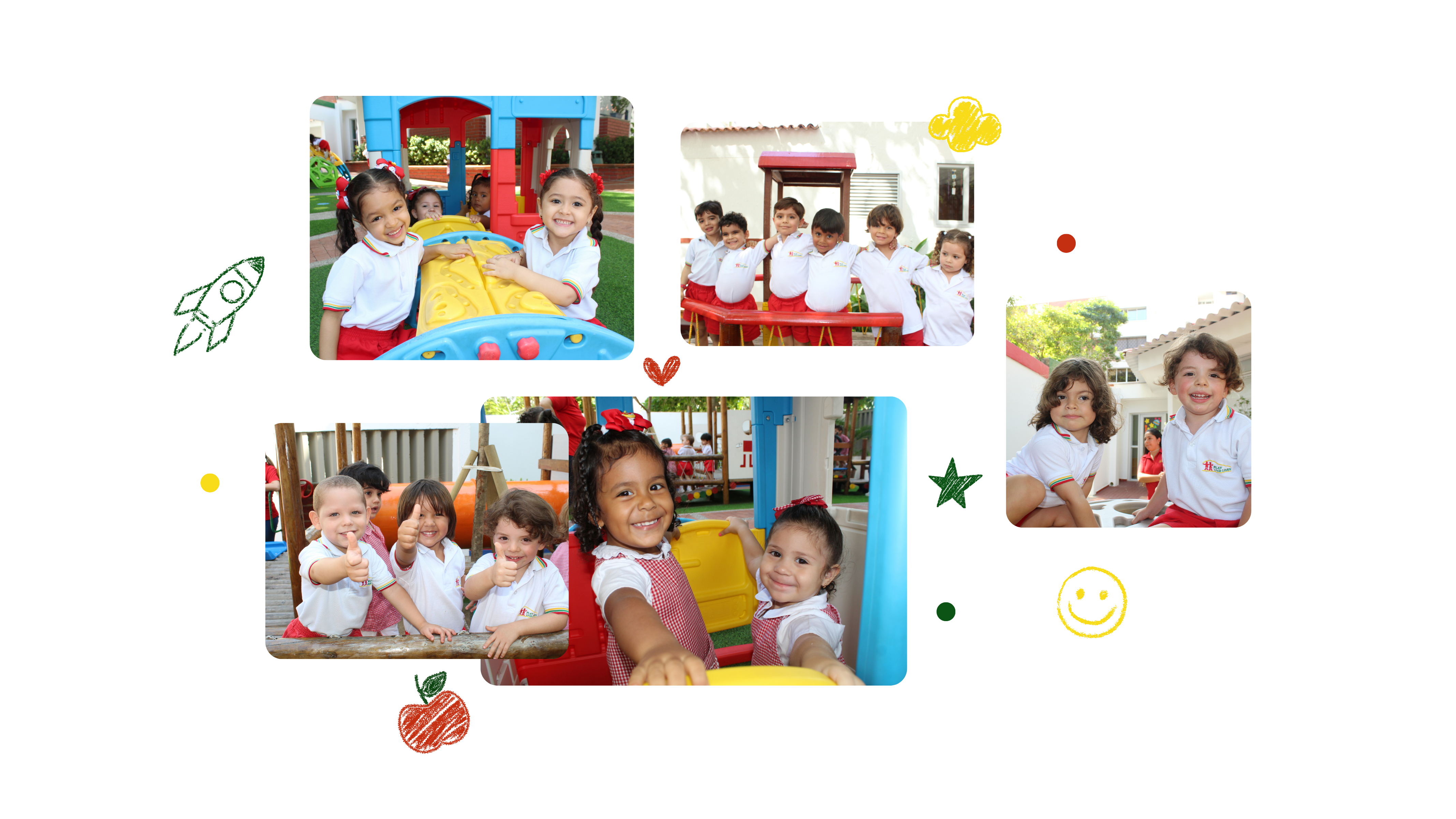Collage de niños felices en Play and Learn